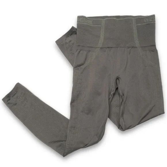 GYMSHARK - Dark Army Green High Waisted Leggings, Size S - Picture 1 of 6